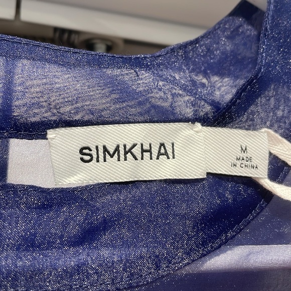 Navy Jonathan Simkhai Corina Organza Ruffle Top [M, NWT] - Picture 10 of 13